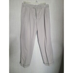 Savane Motion Men Khaki Pleated Relaxed Fit Pants 34W x 29L